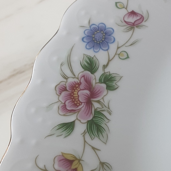 VTG ANDREA by SADEK Spring Nigh 2pc Pedestal Cake Plate and Server - Picture 6 of 10